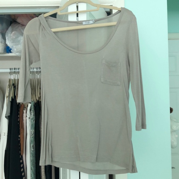 Taupe Tobi Scoopneck T-Shirt - Picture 1 of 3